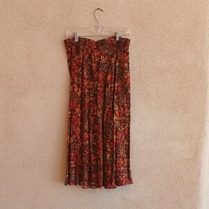Vintage Leslie Fay A-Line Skirt in Red and Brown Floral